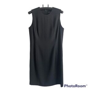 Linda Allard Ellen Tracy Dress Size 14 Black Sleeveless Back Zipper Triacetate